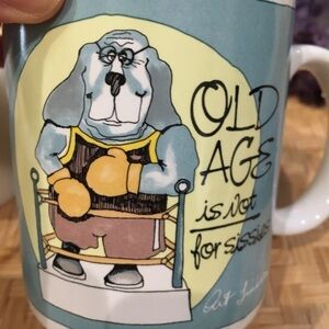 ART LINKLETTER vintage dog mug. Old age is not for sissies 1988
